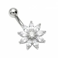 Srebrny kolczyk do pępka - PBN816W